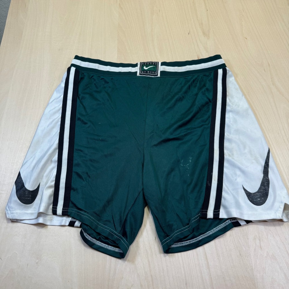 Vintage Nike Basketball Shorts Mens Green White Black Swoosh by Nike Athletic
